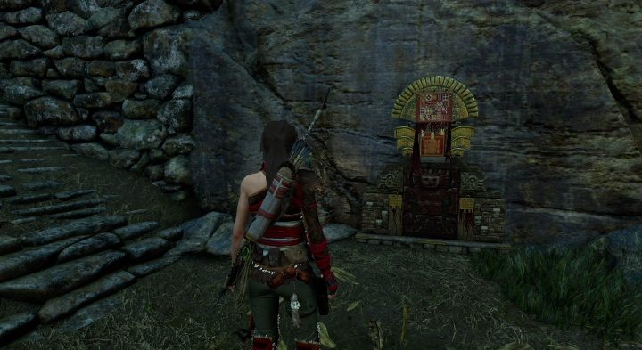 We wschodniej części wioski, pod schodami znajdziesz kolejny mural (5) - Murale w Ukrytym Mieście | Sekrety w Shadow of the Tomb Raider - Shadow of the Tomb Raider - poradnik do gry