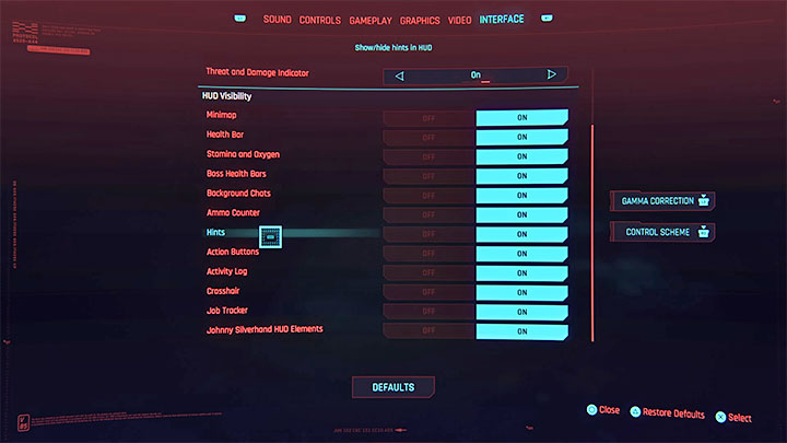 Appearance menu cyberpunk