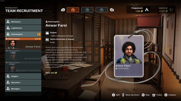 Прежде чем отправиться в путь, также проверьте экран персонала — Экспедиции MudRunner: Как проехать по воде?  - Экспедиции MudRunner - руководство по игре