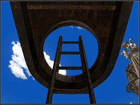 Po wyjściu na powietrze wdrapałem się po drabince i zobaczyłem pomieszczenie z jakimiś dźwigniami - Part II | Solucja Riven The Sequel to Myst - Riven: The Sequel to Myst - poradnik do gry