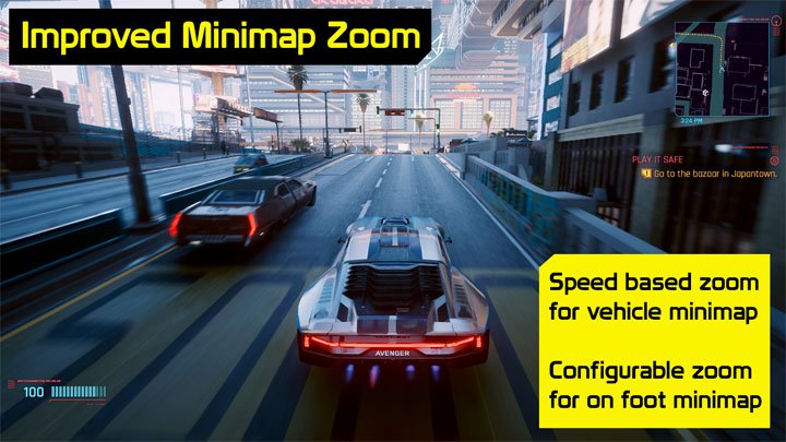 Cyberpunk 2077 mod Improved Minimap Zoom v.1.6.1