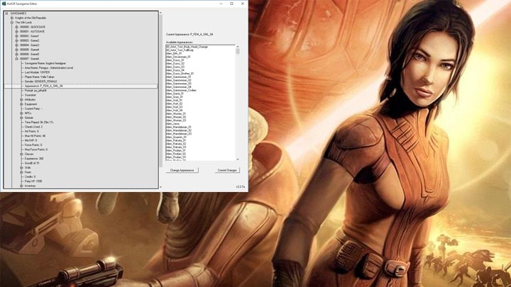 Star Wars: Knights of the Old Republic mod KotOR 1 Savegame Editor v.3.3.7a
