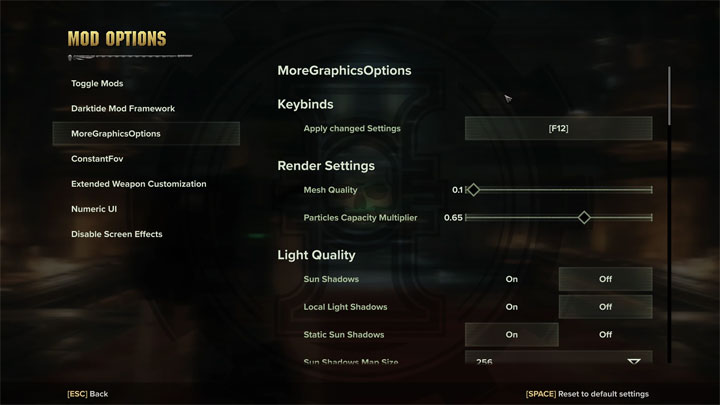 Warhammer 40,000: Darktide mod More Graphics Options  v.1.0.0.5