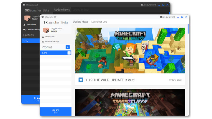 Minecraft mod SKlauncher v.3