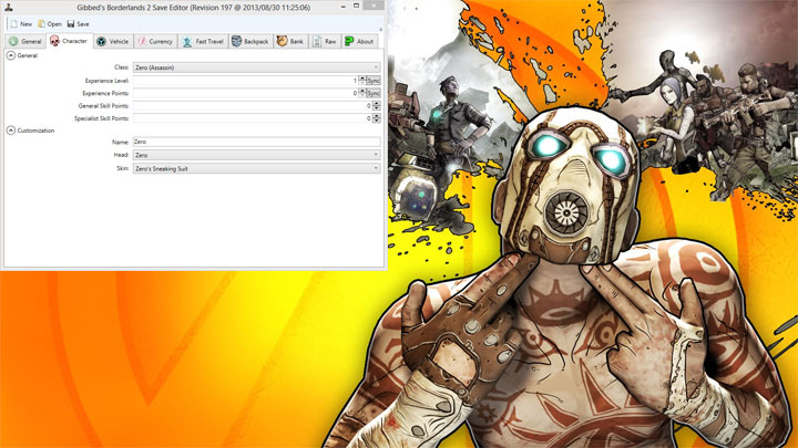 Borderlands 2 mod Gibbed's BL2 Save Editor v.1.0.4.6