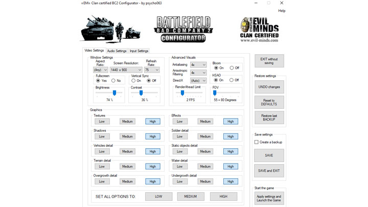 Battlefield: Bad Company 2 mod Bad Company 2 Configurator v.1.1.2b