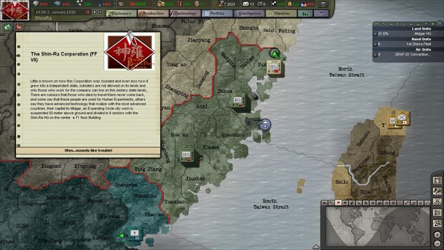 Hearts of Iron III: Their Finest Hour mod Shinra Alternate History Mod v.0.3