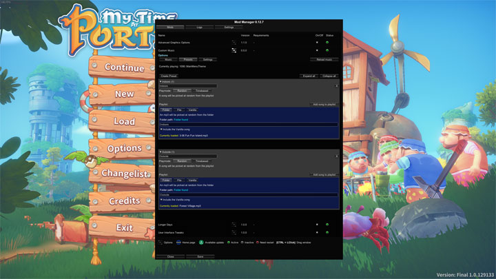 My Time at Portia mod Custom Music Player v.0.8.0