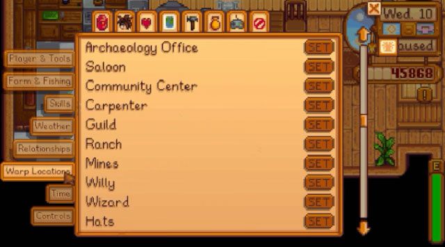 Stardew Valley mod In-Game Cheat Menu v.1.9