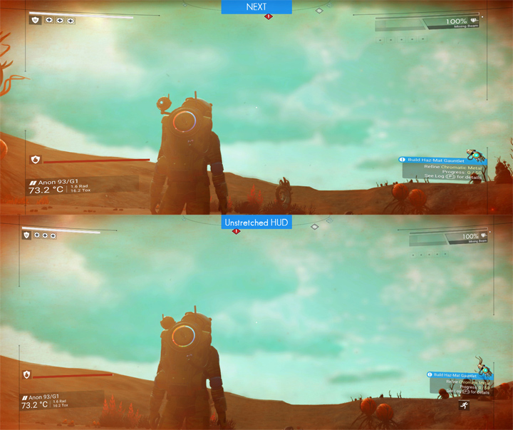 No Man's Sky mod Unstretched 21-9 HUD for NEXT v.1.1