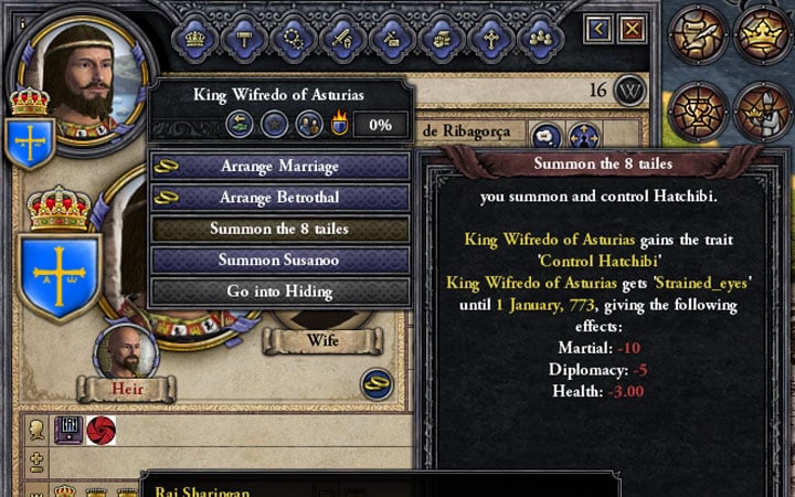 Crusader Kings II: Mroczne Wieki mod Naruto Traits v.8.3