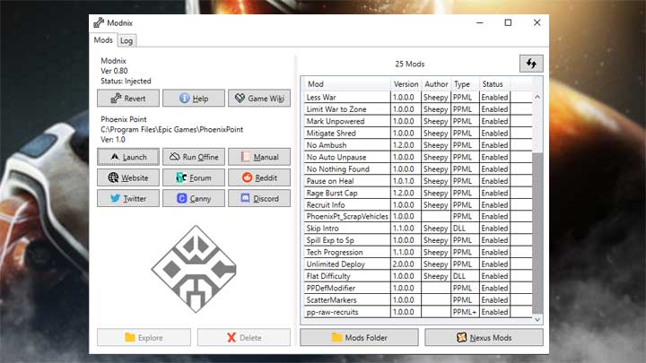 Phoenix Point mod Modnix (Mod Loader) v.2.5.4