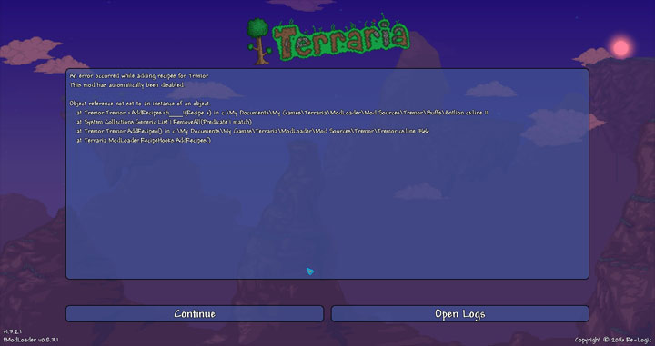 Terraria mod tModLoader v.0.1.0.1.4