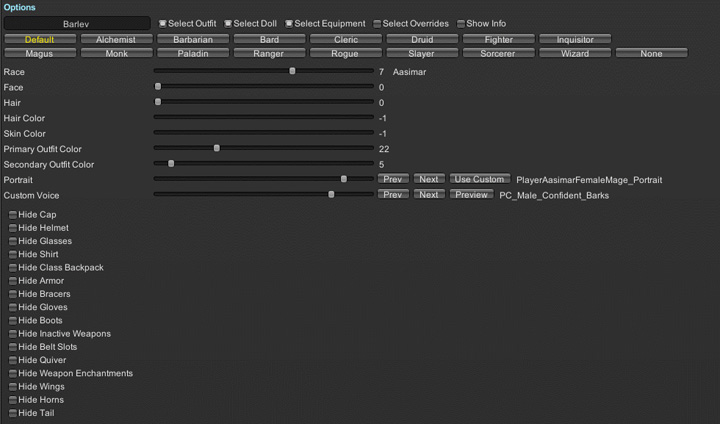 Pathfinder: Wrath of the Righteous mod Visual Adjustments v.1.0.8