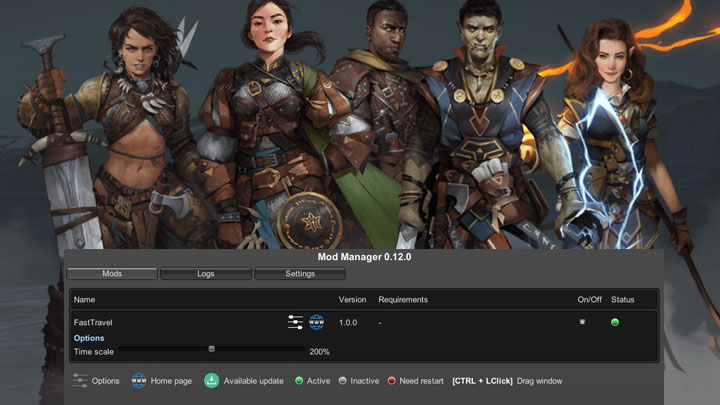 Pathfinder: Kingmaker mod Fast Travel v.1.0.0