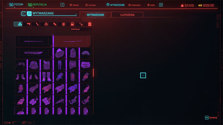 Cyberpunk 2077 mod All recipes in the crafting game menu v.1.0