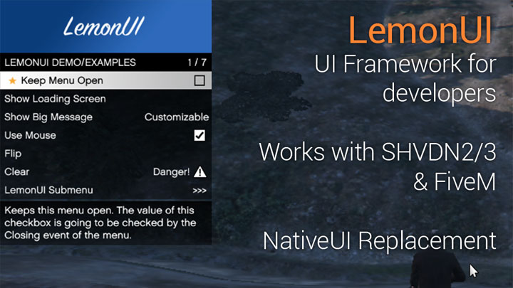 Grand Theft Auto V mod LemonUI v.1.5.1