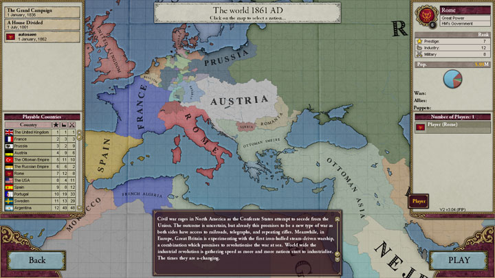 Victoria II: Heart of Darkness mod Rebirth of Rome v.1.0 beta