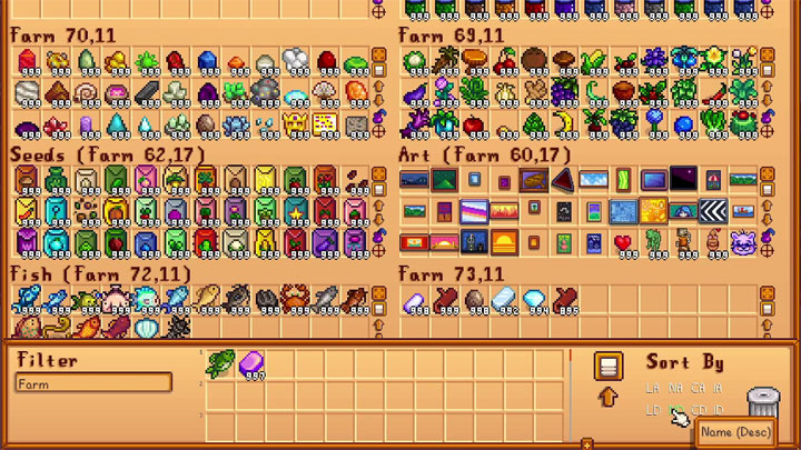 Stardew Valley mod All Chests Menu v.0.1.0