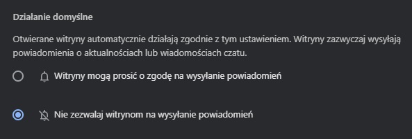 Chrome pozwala jednym kliknięciem zablokować wszystkie pytania o wysyłanie powiadomień. Źródło: własne.