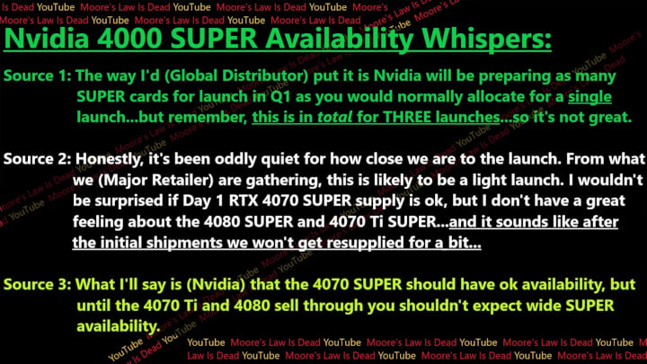 Źródło: YouTube/@MooresLawIsDead - Nadchodzą nowe karty graficzne Nvidii i AMD; plotki o problemach z podażą droższych modeli - wiadomość - 2024-01-16