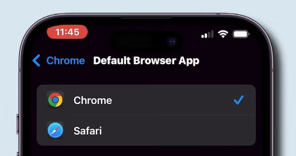 Ustawianie Chrome’a jako domyślnej przeglądarki na iOS. Źródło: ElectronicsHub / YouTube.