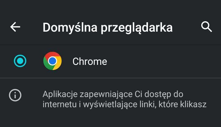 Ustawianie Chrome’a jako domyślnej przeglądarki na Androidzie. Źródło: własne. - Jak ustawić Chrome jako domyślną przeglądarkę? Opisujemy krok po kroku - wiadomość - 2024-11-12