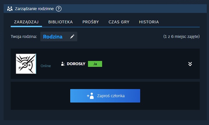 Steam pozwala dzielić się grami z innymi członkami rodziny. Źródło: własne / Steam. - Rodzina Steam - jak ją stworzyć, ile osób może korzystać i jakie są ograniczenia? Sprawdzamy i odpowiadamy - wiadomość - 2024-09-13