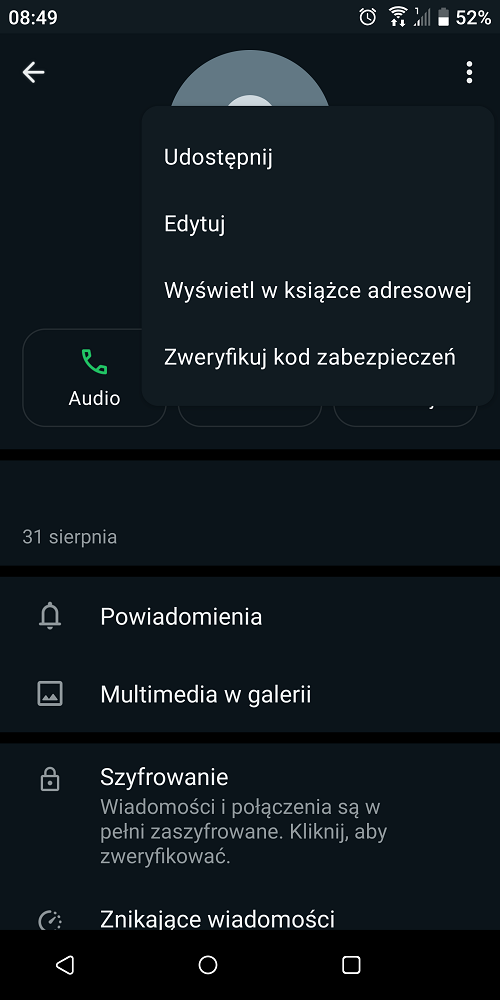 WhatsApp korzysta z książki adresowej naszego telefonu. Źródło: własne / WhatsApp.