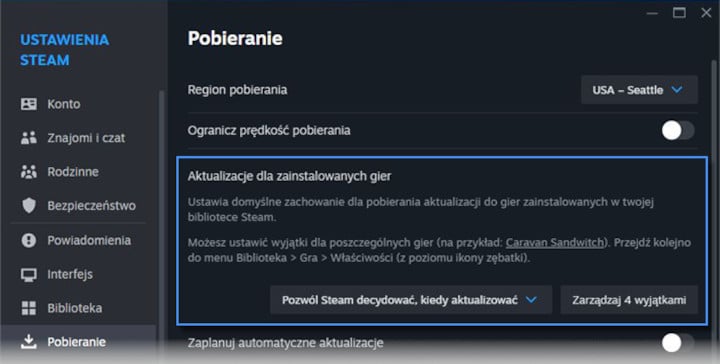 Źródło: Steam - Steam testuje nową funkcję, która ma dawać większą kontrolę nad aktualizowaniem gier - wiadomość - 2024-12-12