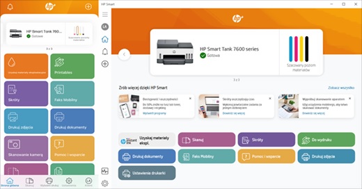 Głównym narzędziem firmy HP do komunikacji komputera z drukarką jest aplikacja HP Smart. Źródło: Hewlett-Packard.