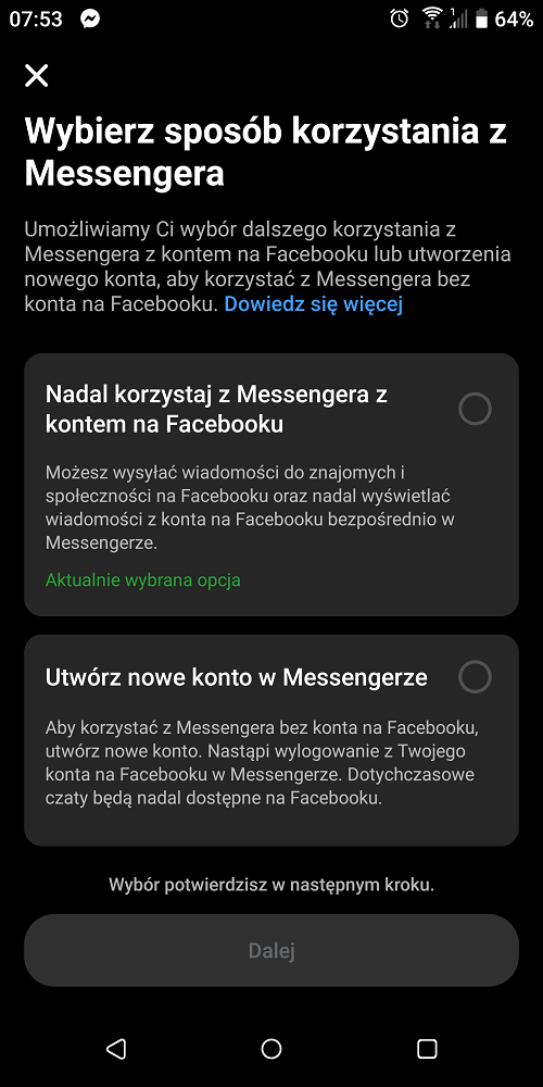 Firma Meta pozwala nam zdecydować o sposobie korzystania z Messengera. Źródło: własne / Messenger.