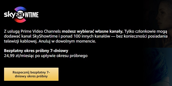 SkyShowtime w Amazon Prime Video można testować za darmo przez tydzień. Źródło: własne / Amazon Prime Video. - Amazon Prime Video i SkyShowtime w jednym miejscu - odpowiadamy na najważniejsze pytania - wiadomość - 2024-08-07