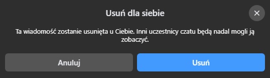 Usuwanie wysłanego nam przez kogoś zdjęcia z Messengera na komputerze. Źródło: własne.