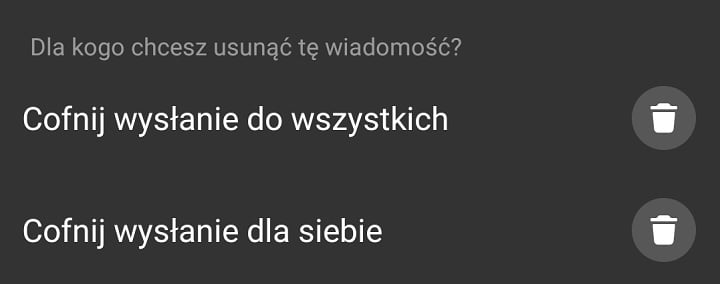 Usuwanie wysłanego przez siebie zdjęcia w mobilnym Messengerze. Źródło: własne. - Jak usunąć zdjęcia z Messengera? Opisujemy krok po kroku - wiadomość - 2025-01-07