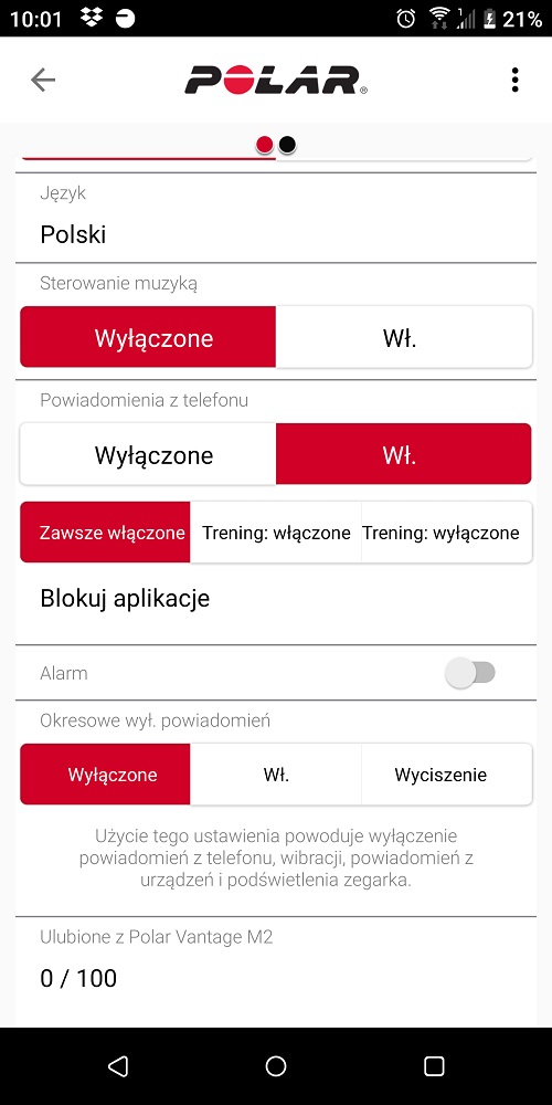 Aplikacje do obsługi smartwatchy najczęściej pozwalają zmienić ustawienia wyświetlania powiadomień z telefonu. Źródło: własne.