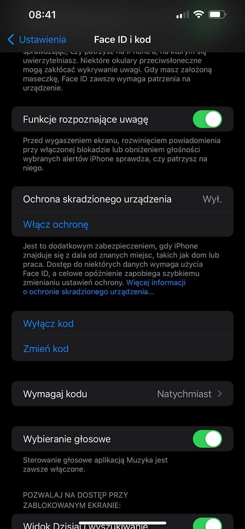 Opcje związane z ochroną skradzionego urządzenia w iOS 17.3 nie są specjalnie ukryte. Źródło: własne.