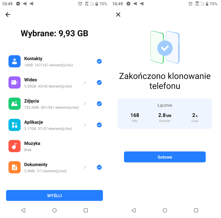 SHAREit pozwala łatwo i za darmo przenosić dane pomiędzy dwoma smartfonami z Androidem. Źródło: własne. - Motorola Migrate - czym ją zastąpić? O programach do przenoszenia danych między telefonami z Androidem - wiadomość - 2024-06-26