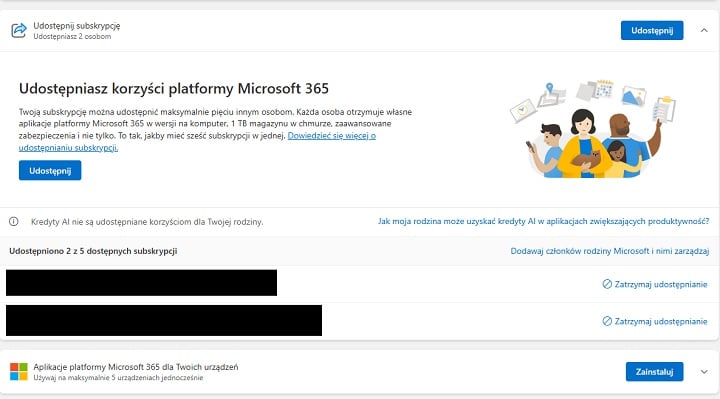 Proces usuwania użytkowników Microsoft 365 Family jest równie prosty, co procedura ich dodawania. Źródło: własne. - Microsoft 365 Family - jak dodać i usunąć użytkownika? Opisujemy krok po kroku - wiadomość - 2025-01-30