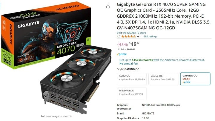 Bardzo okazyjna oferta zakupu RTX 4070 SUPER. Źródło: Vincenz_OB, Reddit - Gracz zamówił na Amazonie kartę graficzną za 200 zł wartą 10-krotnie więcej i otrzymał niespodziankę - wiadomość - 2024-10-24