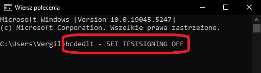 Komenda, którą należy wpisać w Wierszu polecenia. Źródło: własne.