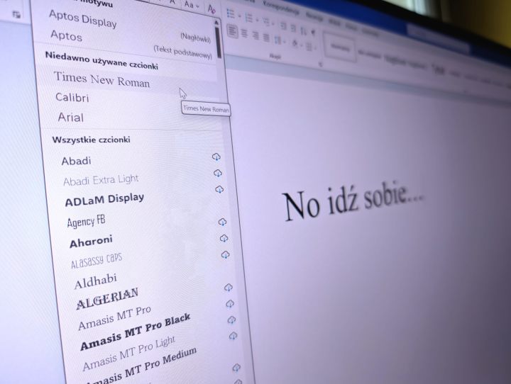 Moje relacje z Timesem? To skomplikowane. Źródło: fotografia własna. - Przegapiona rewolucja. Aptos zastąpił Calibri w pakiecie Microsoft Office i to znacznie większa zmiana, niż nam się wydaje - wiadomość - 2024-10-04