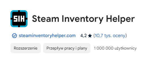 Pomimo wątpliwości związanych z bezpieczeństwem, Steam Inventory Helper wciąż cieszy się popularnością i wysokimi ocenami. Źródło: Chrome Web Store.