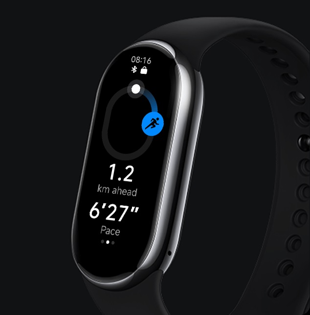 MI Band 8 potrafi między innymi mierzyć naszą prędkość. Źródło: Xiaomi.