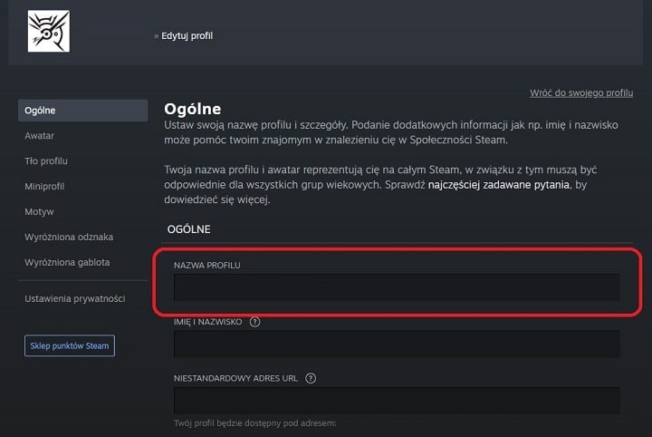 Zmiana nazwy konta na platformie Steam sprowadza się do raptem kilku kliknięć. Źródło: własne. - Jak zmienić nazwę konta na Steam? Opisujemy krok po kroku - wiadomość - 2025-03-06