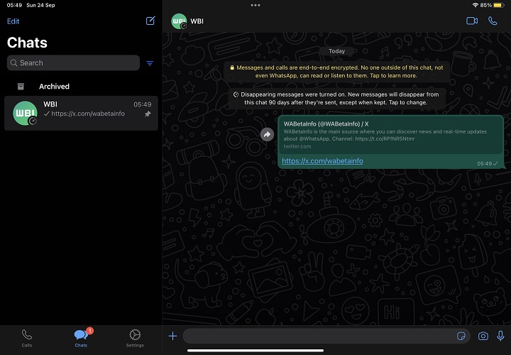 Wersja beta dostępna w TestFlight pozwala na testowanie aplikacji WhatsApp na iPada. Źródło: WABetaInfo. - WhatsApp na iPad - pokazujemy, jak korzystać - wiadomość - 2024-08-01