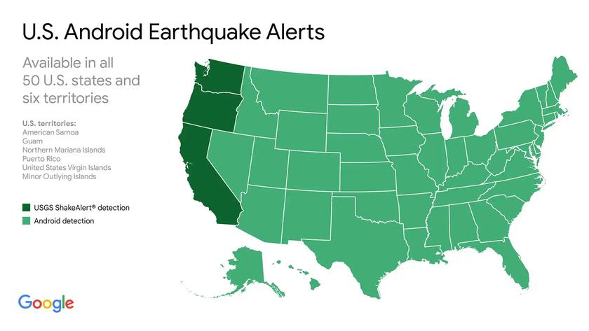 Mapa dostępności Android Earthquake Alerts. Źródło: Google Blog