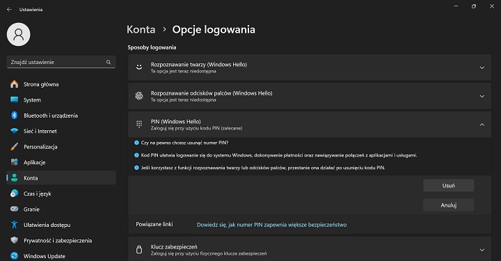 Usunięcie kodu PIN z systemu Windows 11 sprowadza się do kilku kliknięć. Źródło: własne / Windows 11. - Jak wyłączyć PIN w Windows 11? Opisujemy krok po kroku - wiadomość - 2024-08-02