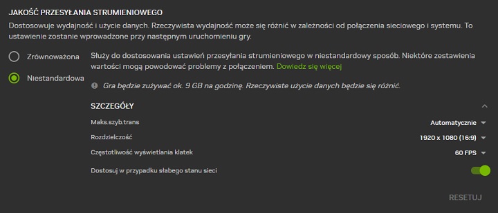 GeForce Now pozwala nam zmienić kilka opcji związanych z jakością streamingu. Źródło: własne / GeForce Now. - Jak ustawić jakość GeForce Now? Opisujemy krok po kroku - wiadomość - 2024-09-06