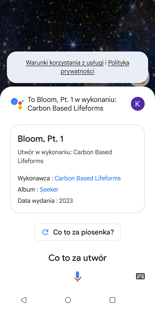 Asystent Google może z powodzeniem zastąpić aplikacje pokroju Shazama. Źródło: własne.